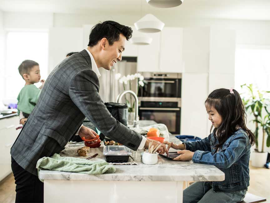 family in kitchen