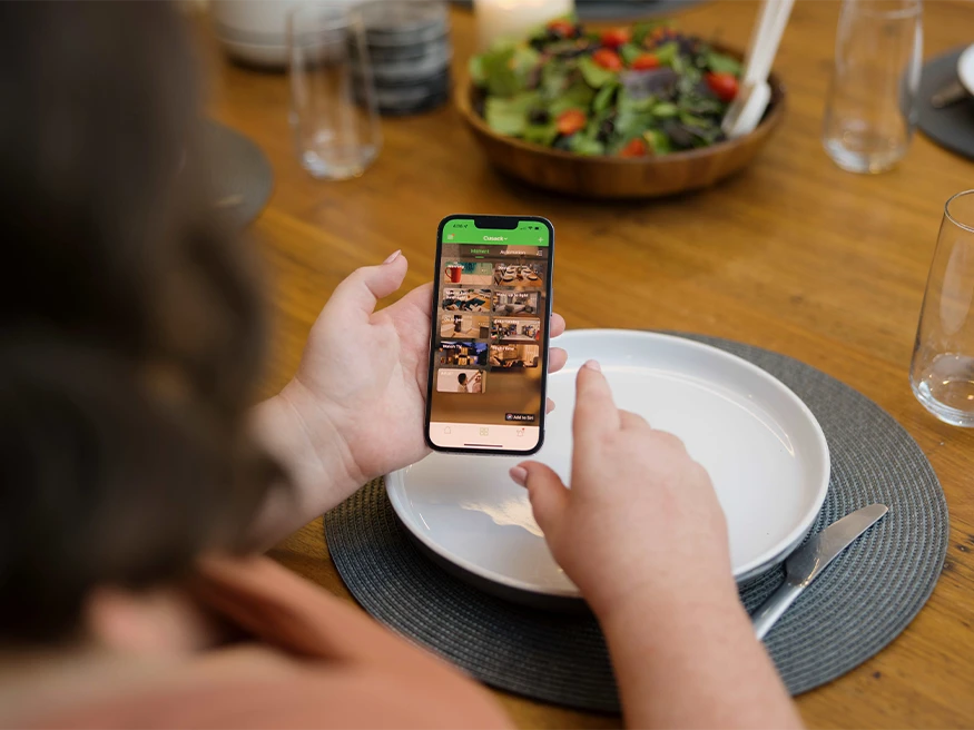 A homeowner controlling using a smart home automation app.