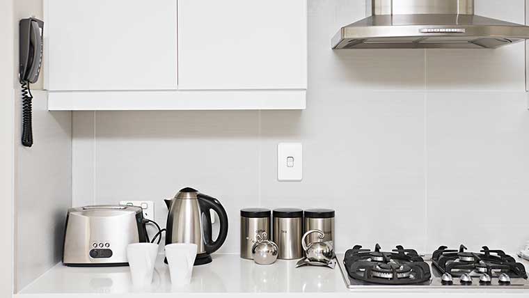 Stylish contemporary kitchen with Iconic cooker electric switch.