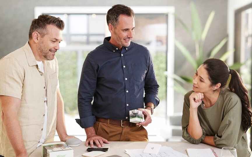 Couple being consulted by a Clipsal consultant