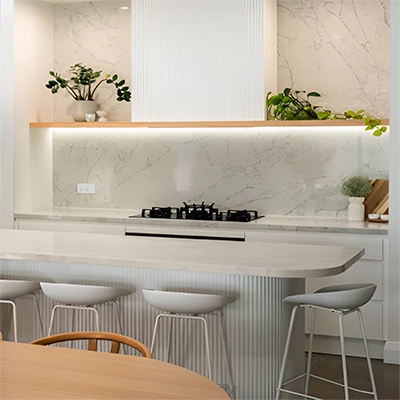 'A kitchen with Clipsal Solis switches installed.