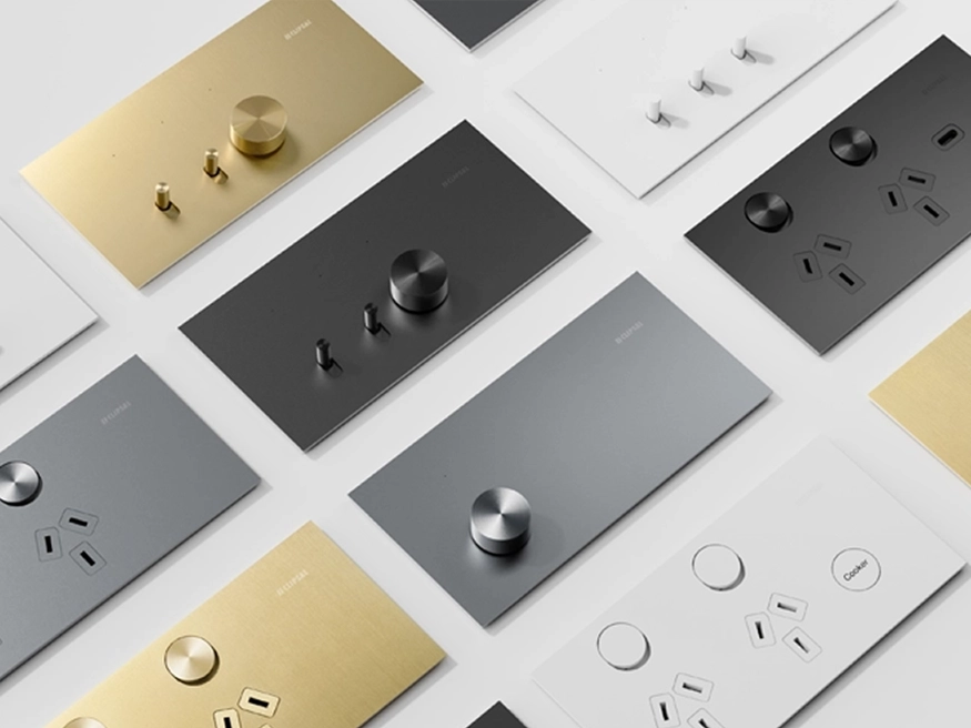 A collection of Solis T Series switches and power outlets.