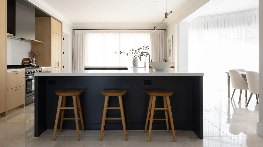 An organic modernist kitchen with Clipsal products featured.