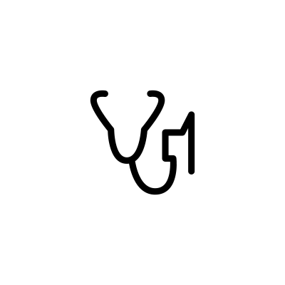 Black icon of a stethoscope.