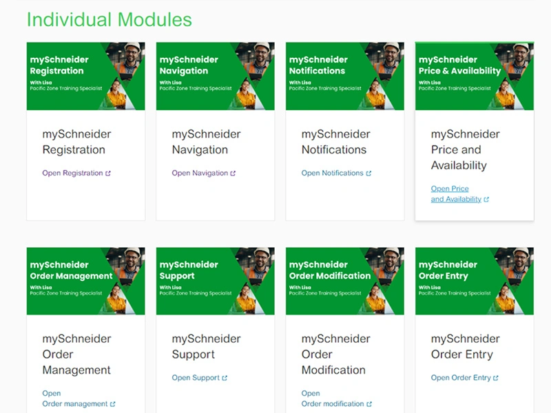 Schneider training individual modules