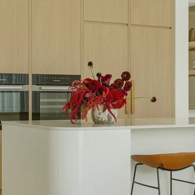 Contemporary kitchen with an elegant centerpiece