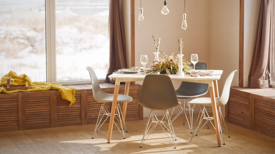 A Modern Cottagecore-styled dining room.