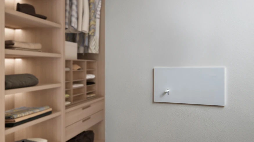 Clipsal interior lighting in a modern dressing room setting.