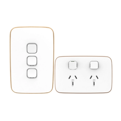 Clipsal Iconic Essence Arctic White switch and power points