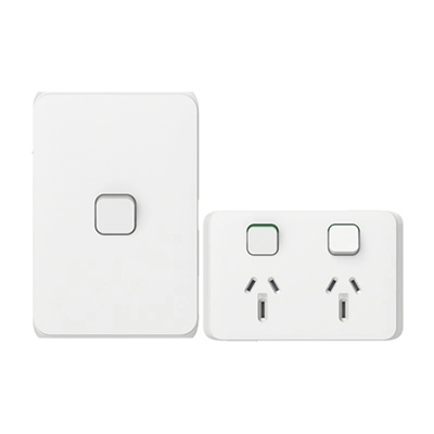 Clipsal Iconic Vivid White switch and power points