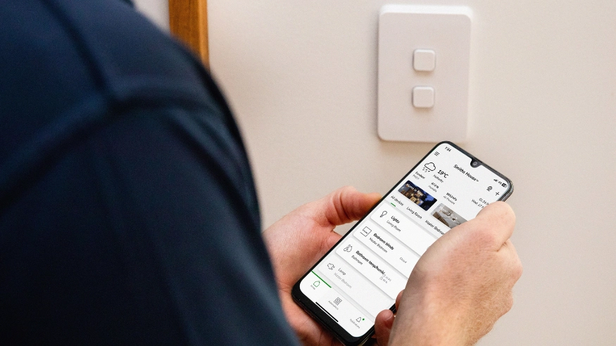 A Clipsal Iconic switch being used with Wiser Smart Home