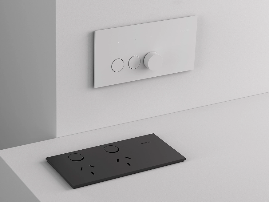 Clipsal Solis Matte White and Matte Black switches.